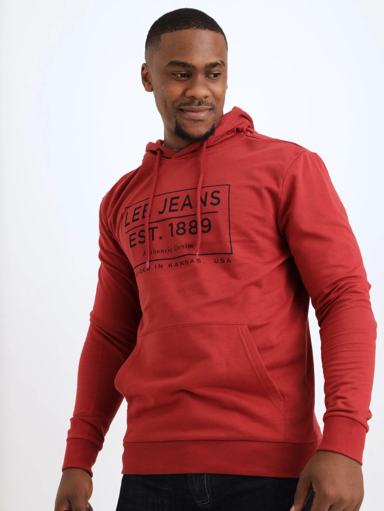 Men's Lee Hooded Pullover - Red sold by Edgars