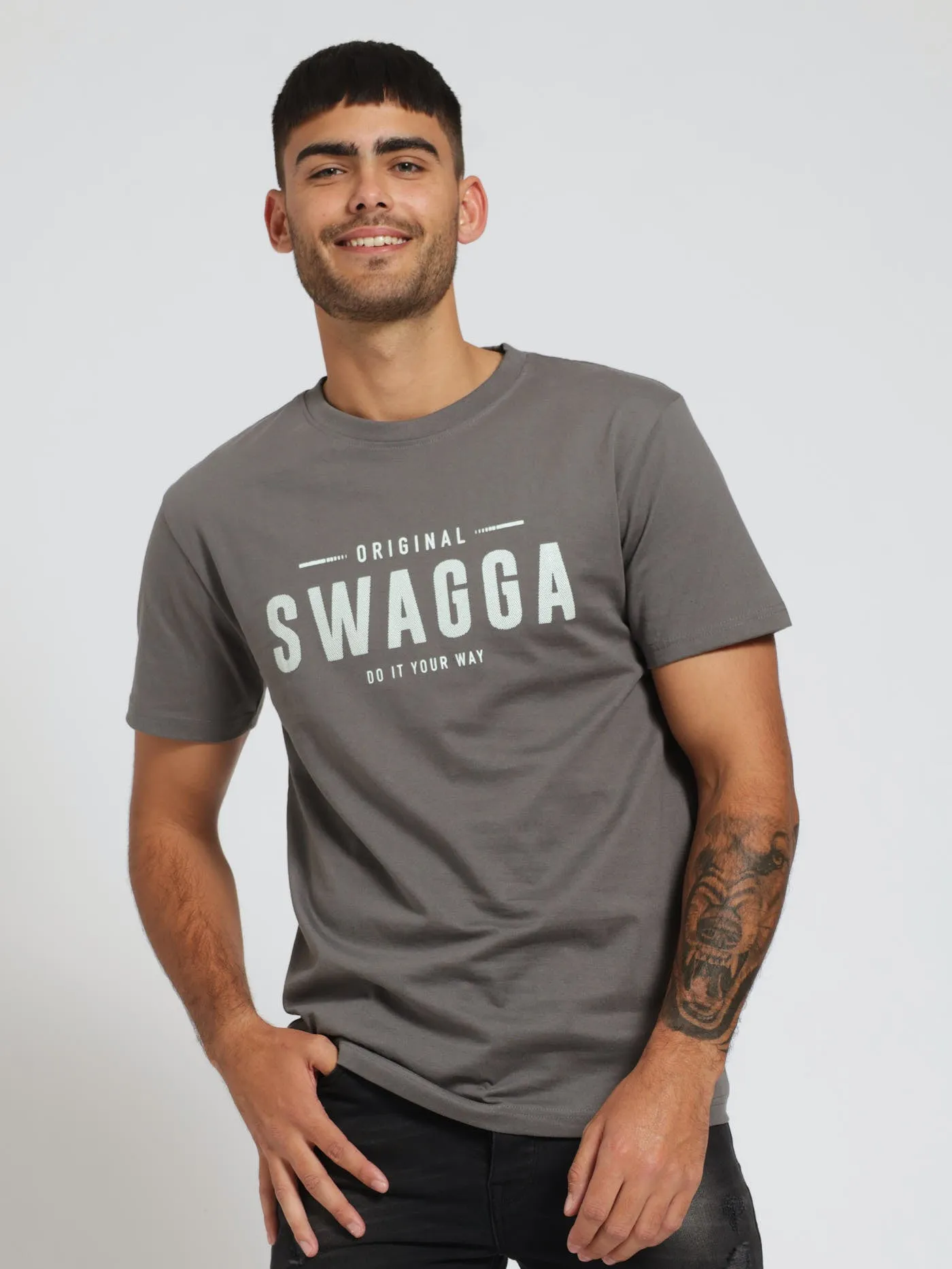 Basic Print Tee - Charcoal sold by Edgars