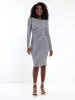 Ladies Long Sleeve Stripe Knot Front Bodycon Dress - Navy sold by Edgars