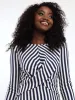 Ladies Long Sleeve Stripe Knot Front Bodycon Dress - Navy sold by Edgars