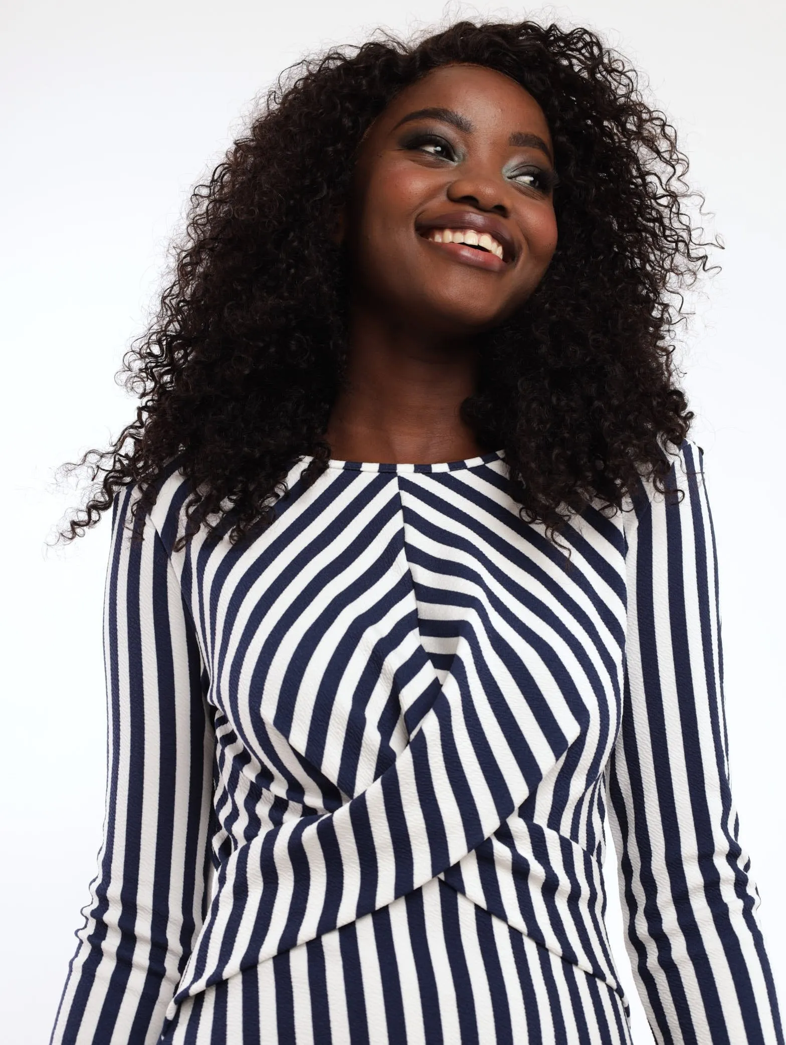 Ladies Long Sleeve Stripe Knot Front Bodycon Dress - Navy sold by Edgars product image thumbnail 3