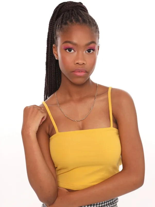 Ladies Cotton Lycra Cropped Tank -Chartreuse sold by Edgars