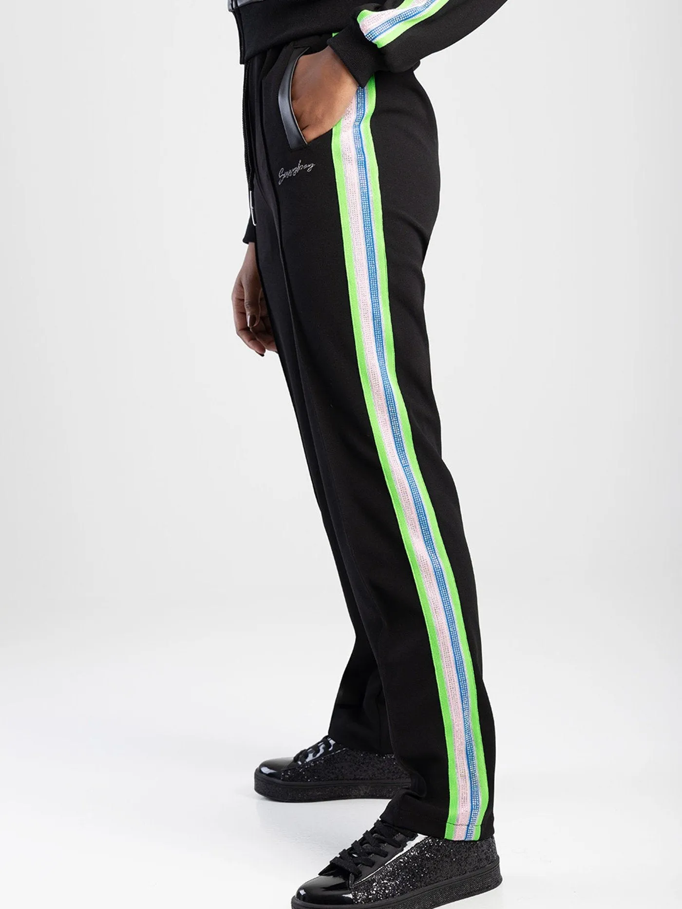 Straight Leg Tracksuit Pants With Tape Trim - Black sold by Edgars product image thumbnail 2