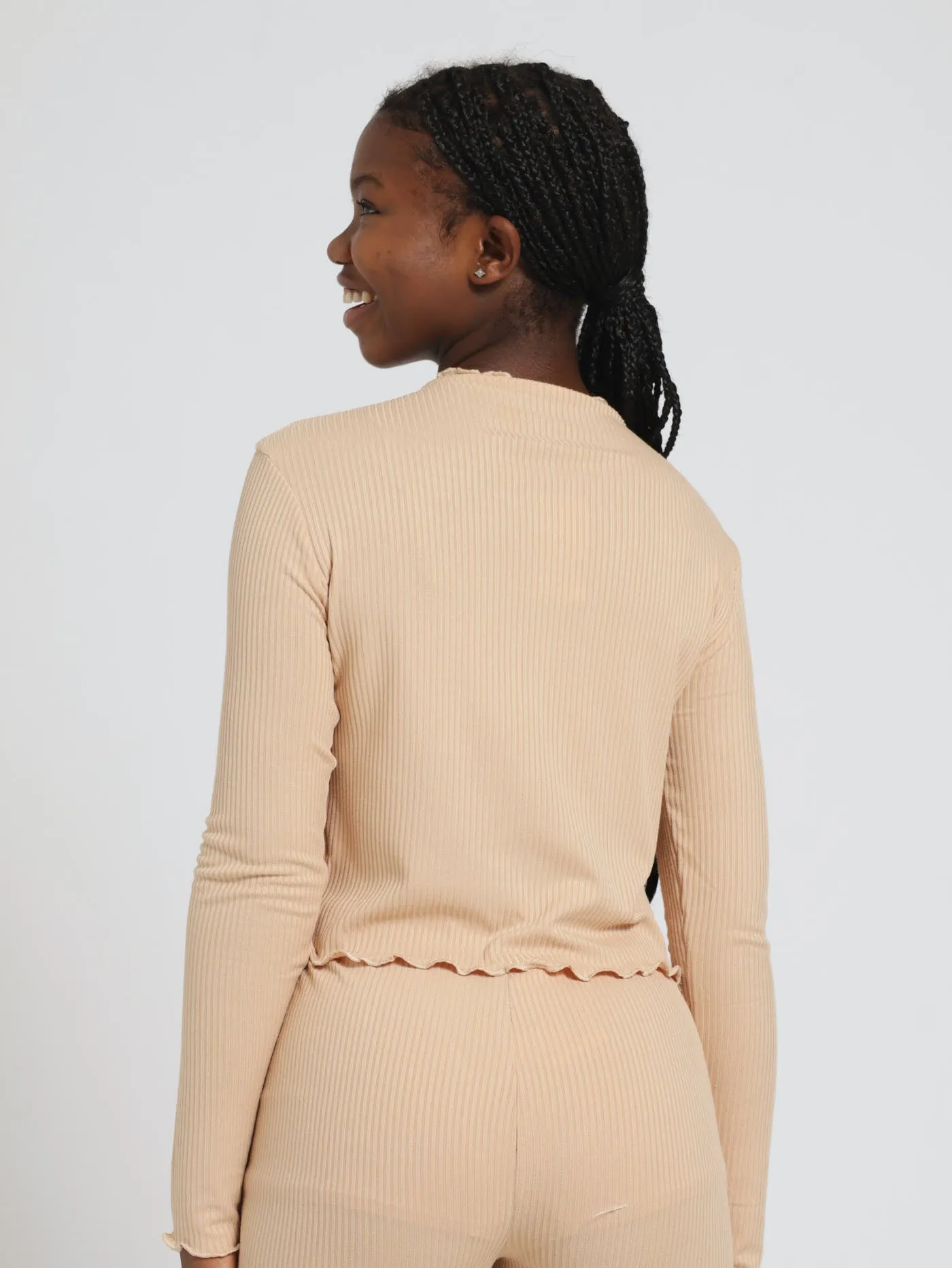 Girls Long Sleeve Rib Tee - Stone sold by Edgars product image thumbnail 3