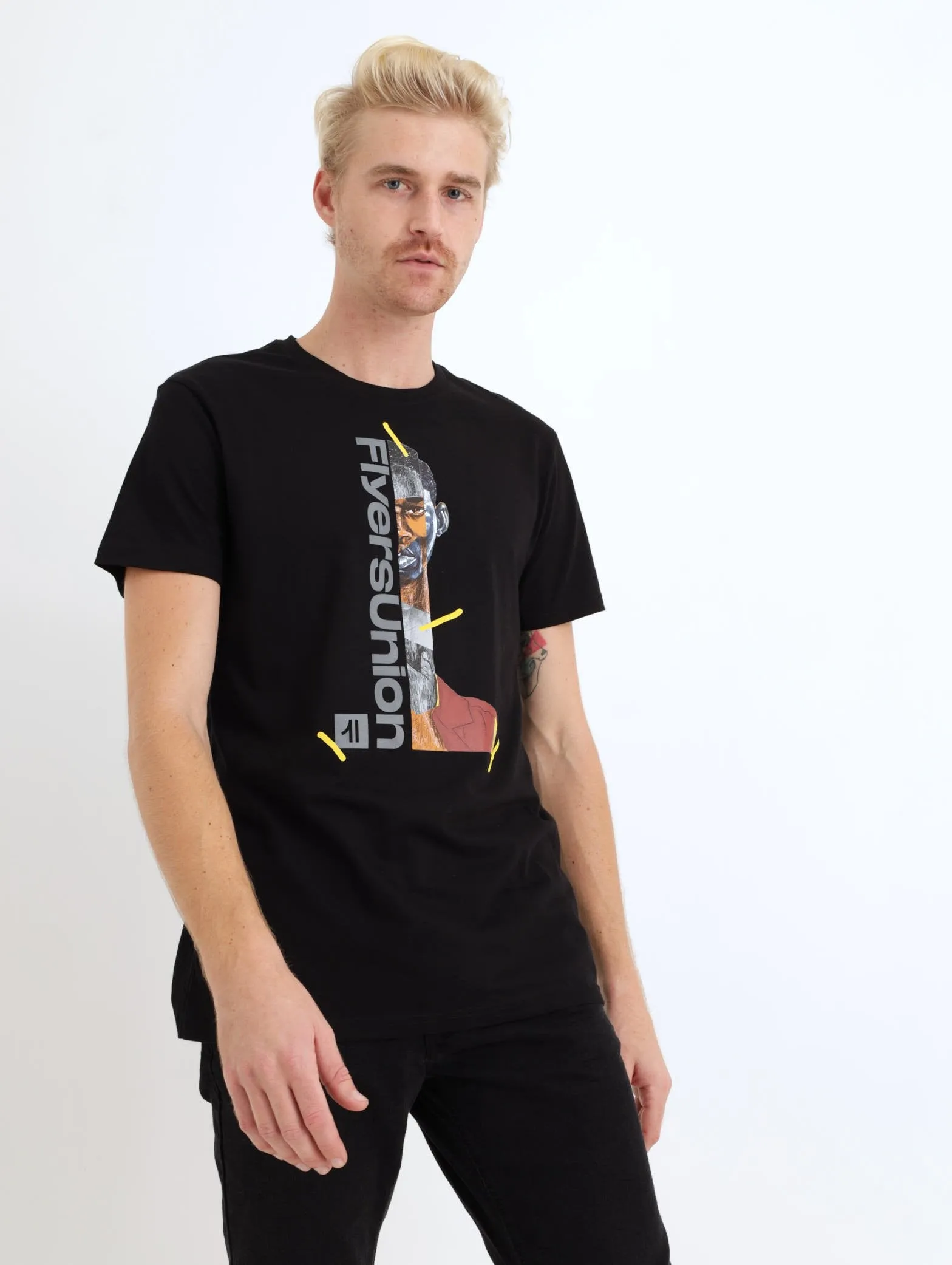 Men's Face Print Tee - Black sold by Edgars