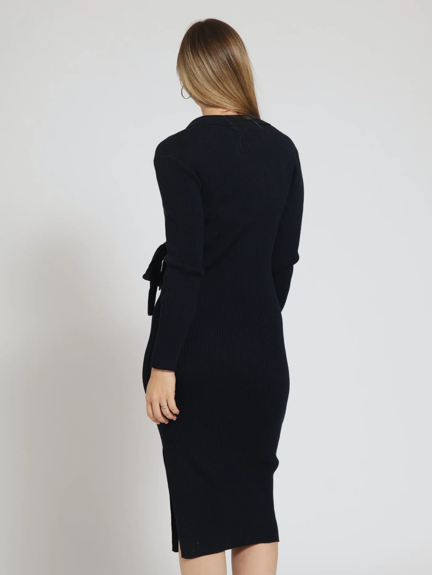 Wrap Buckle Knitwear Midi Dress - Navy sold by Edgars product image thumbnail 5