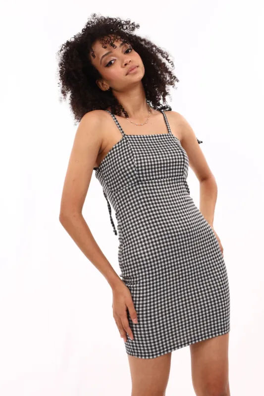 Ladies Gingham Bodycon Mini Dress - Black sold by Edgars