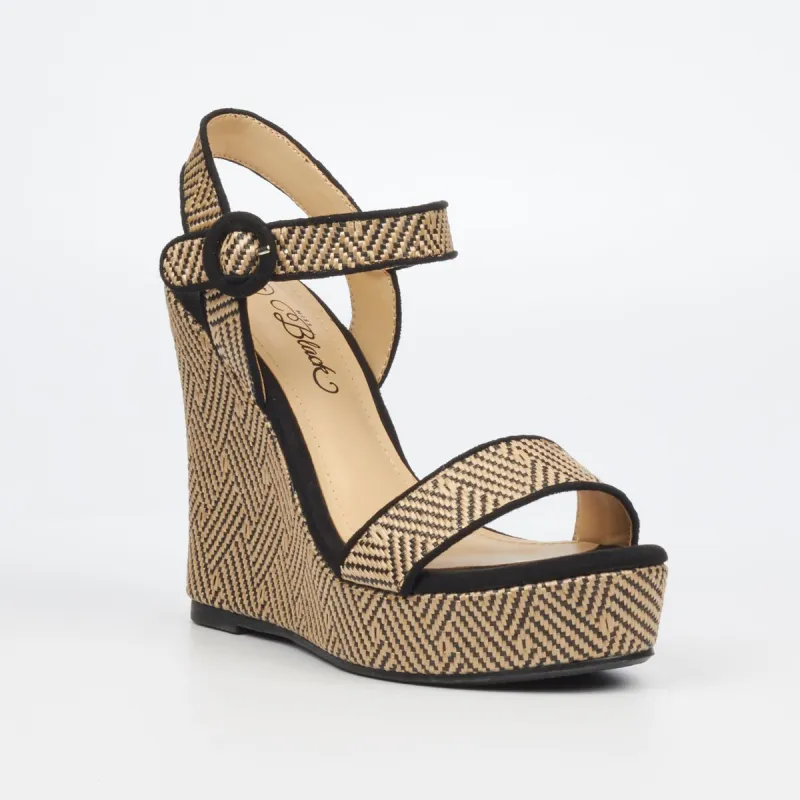 Ladies Push In Platform Wedge - Black sold by Edgars