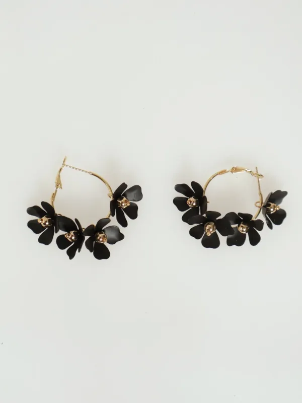 Matte Flower Hoop Earrings - Gold sold by Edgars 