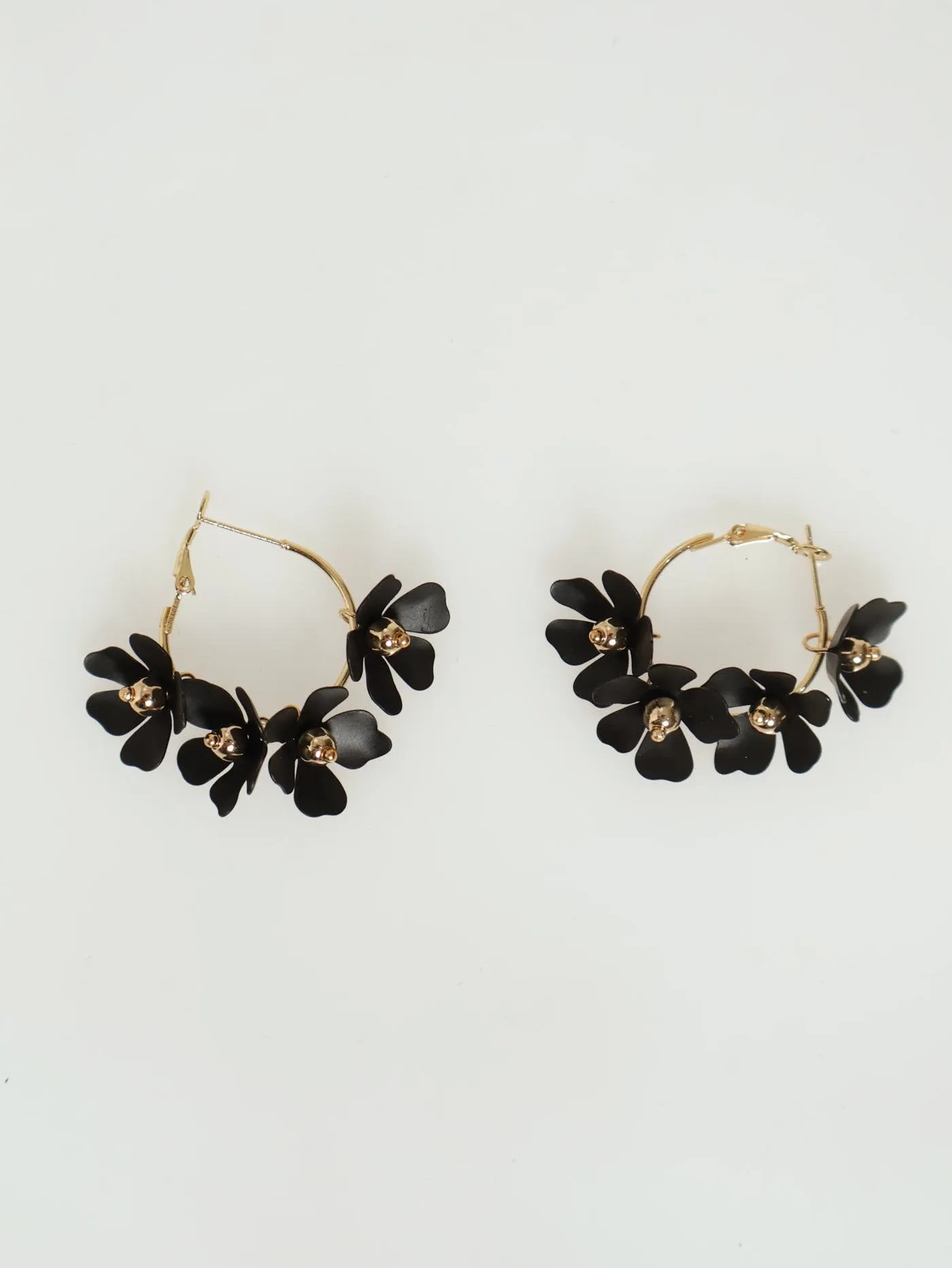 Matte Flower Hoop Earrings - Gold sold by Edgars