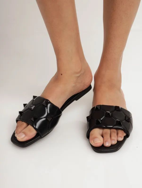 Ladies Mule With Self Colour Pyramid Studs - Black sold by Edgars