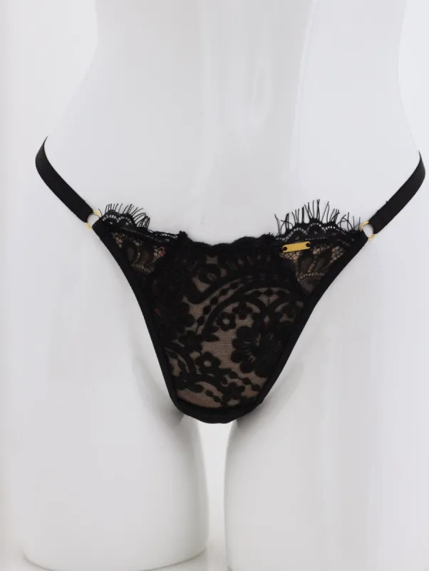 Ladies Special Embroidery & Eyelash Lace T-String Panty - Two-tone sold by Edgars