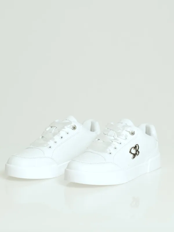 Logo Platform Embossed Lace-Up Sneaker - White sold by Edgars