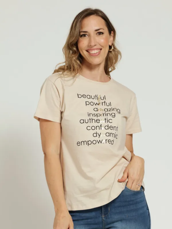 Feminine Words Tee - Fawn sold by Edgars