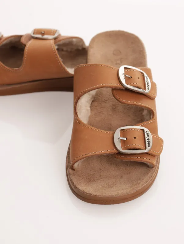 Ladies Hayley Fur Lining Double Buckle  - Tan sold by Edgars