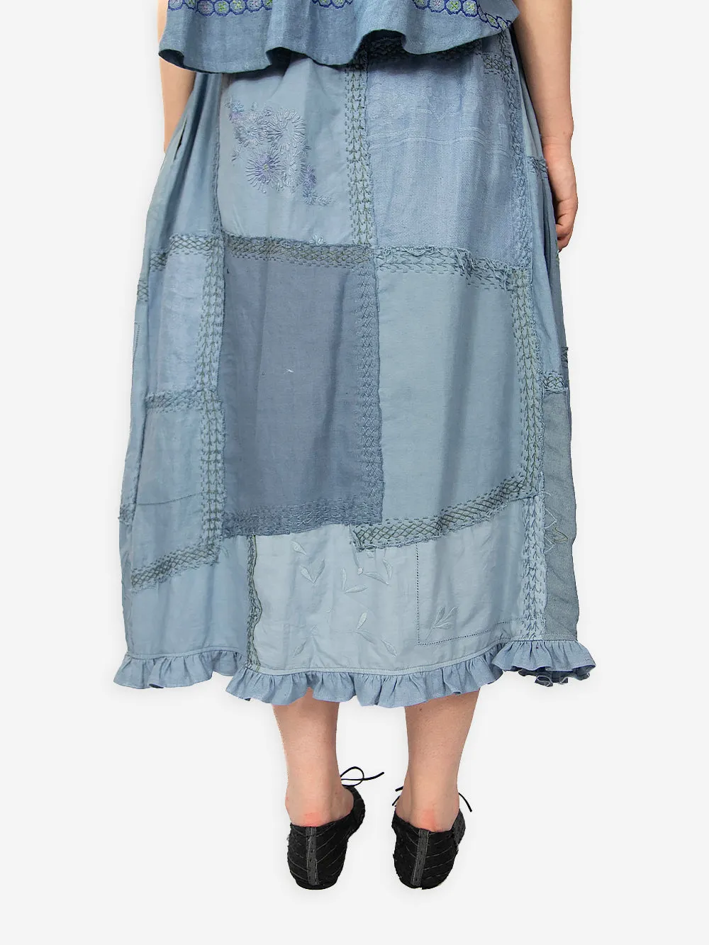 1920s Embroidered Re-Patch Linen Tala Skirt sold by By Walid product image thumbnail 4