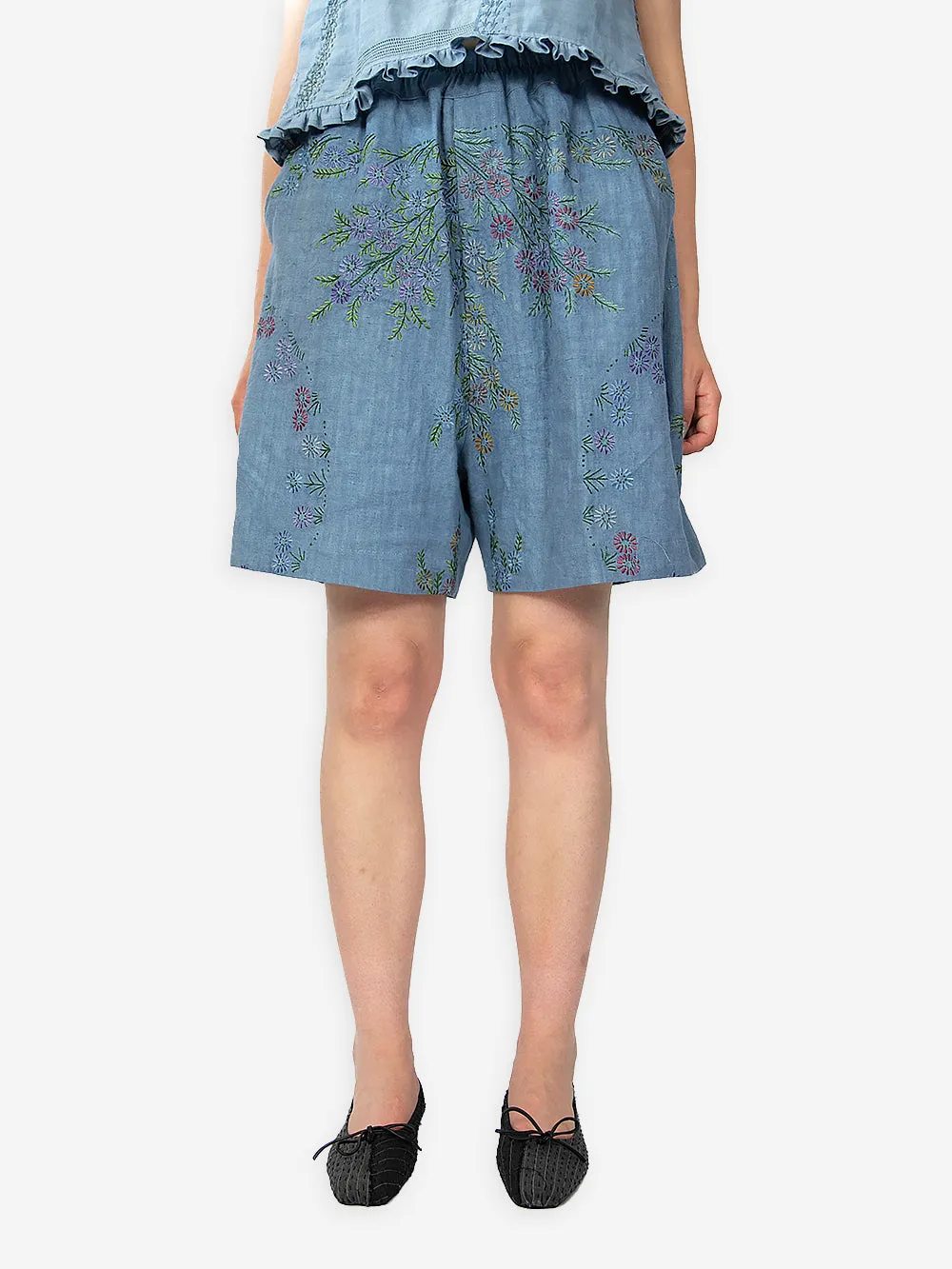 1920s Embroidered Linen Blaze Shorts sold by By Walid