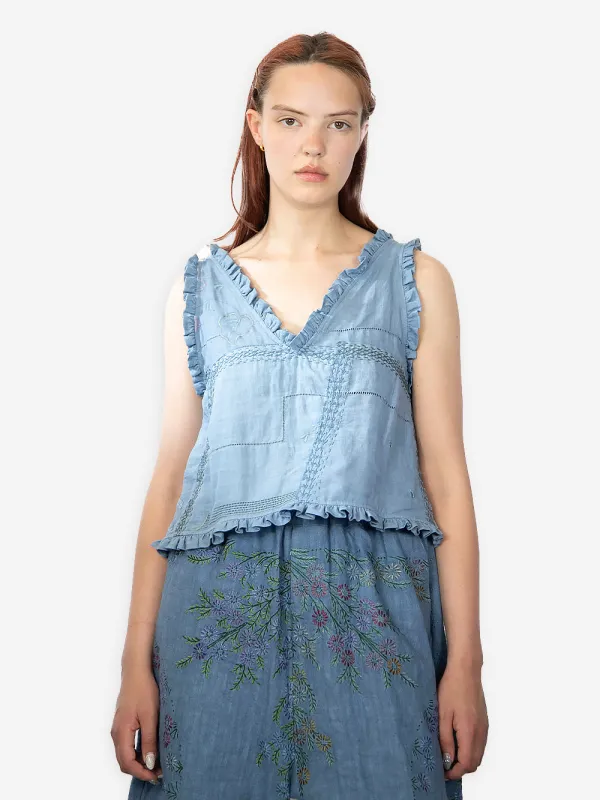 Vintage Embroidered Linen Hana Top sold by By Walid