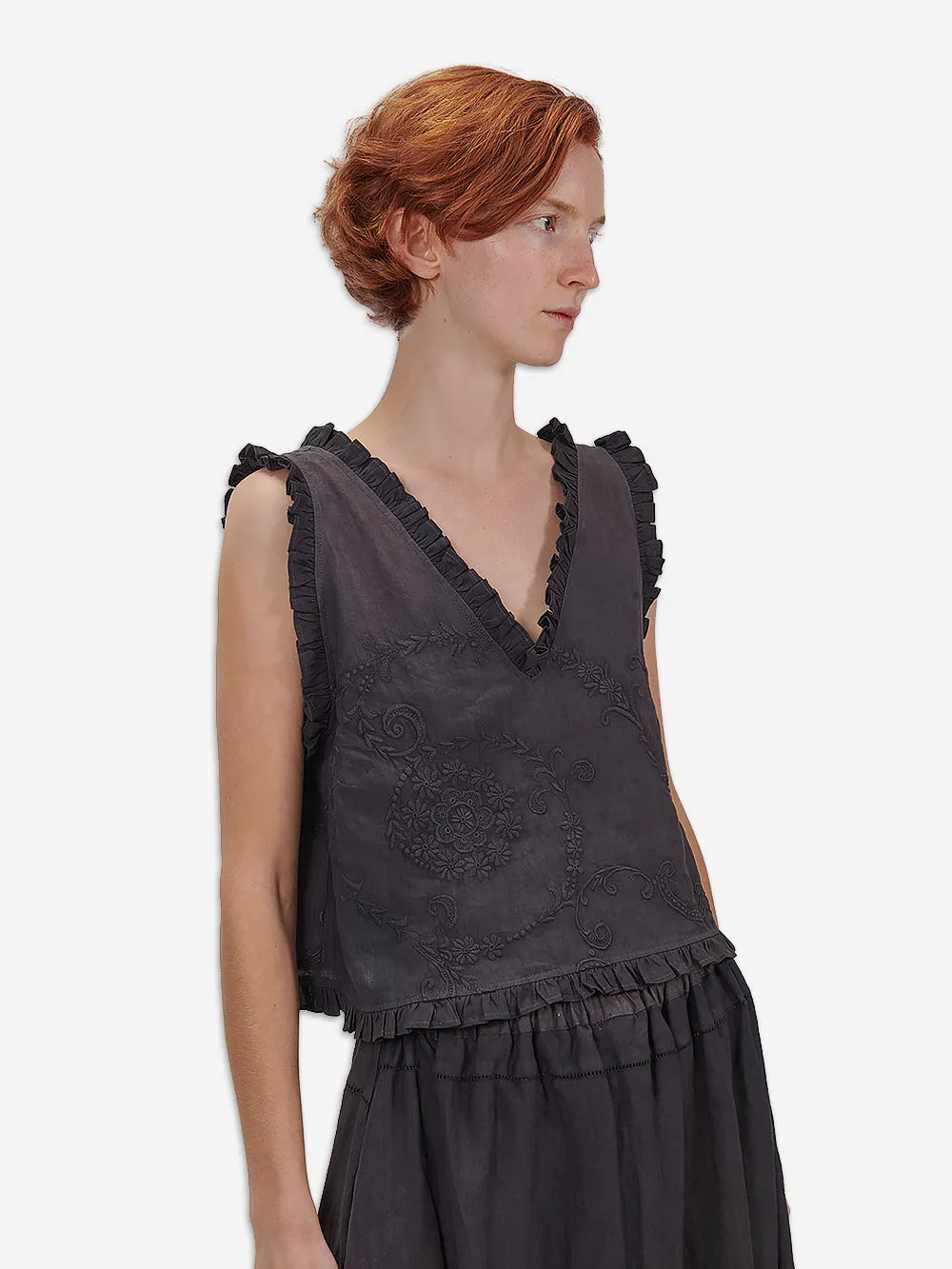 Vintage Embroidered Poplin Hana Top sold by By Walid