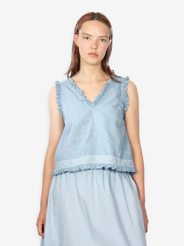 Vintage Embroidered Poplin Hana Top sold by By Walid