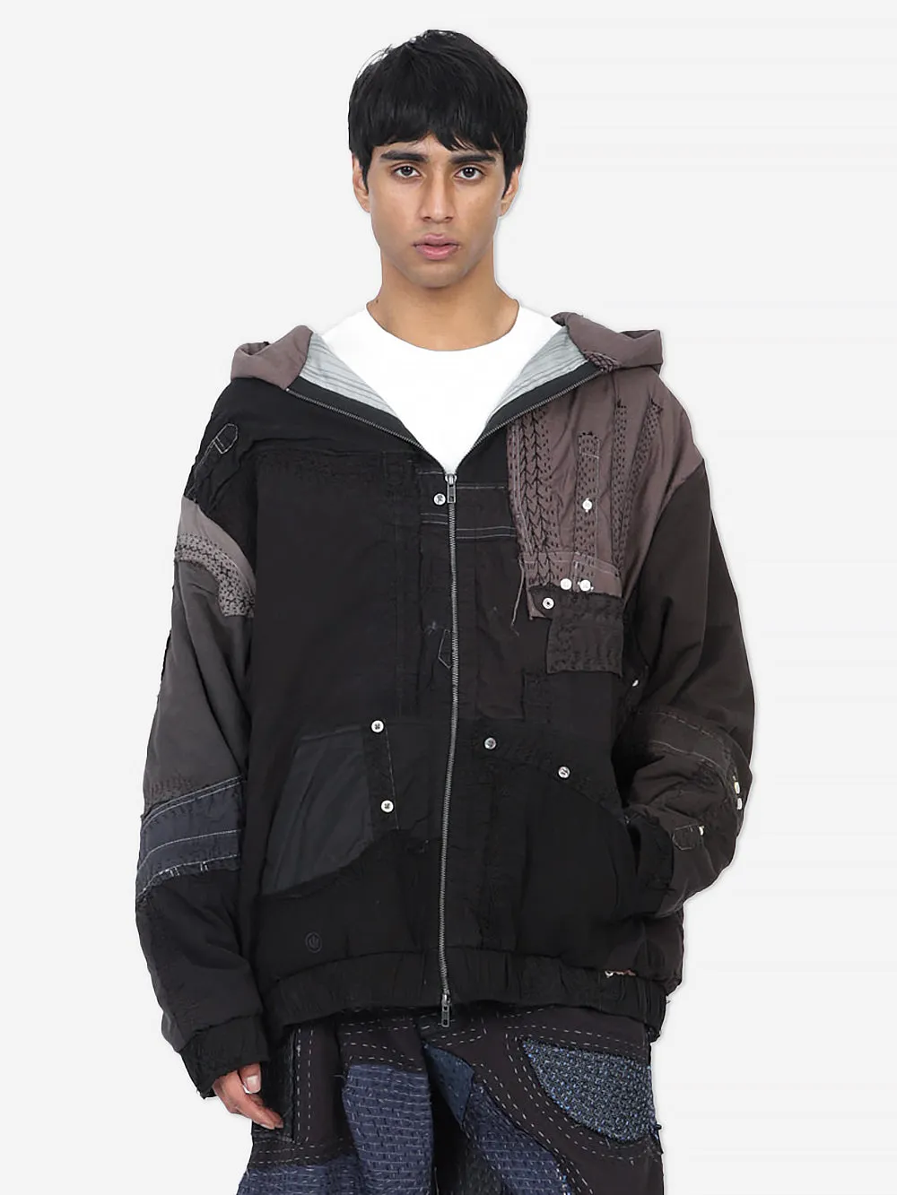 Vintage Shirting Repatch Wadded Zip Hoodie sold by By Walid product image thumbnail 5