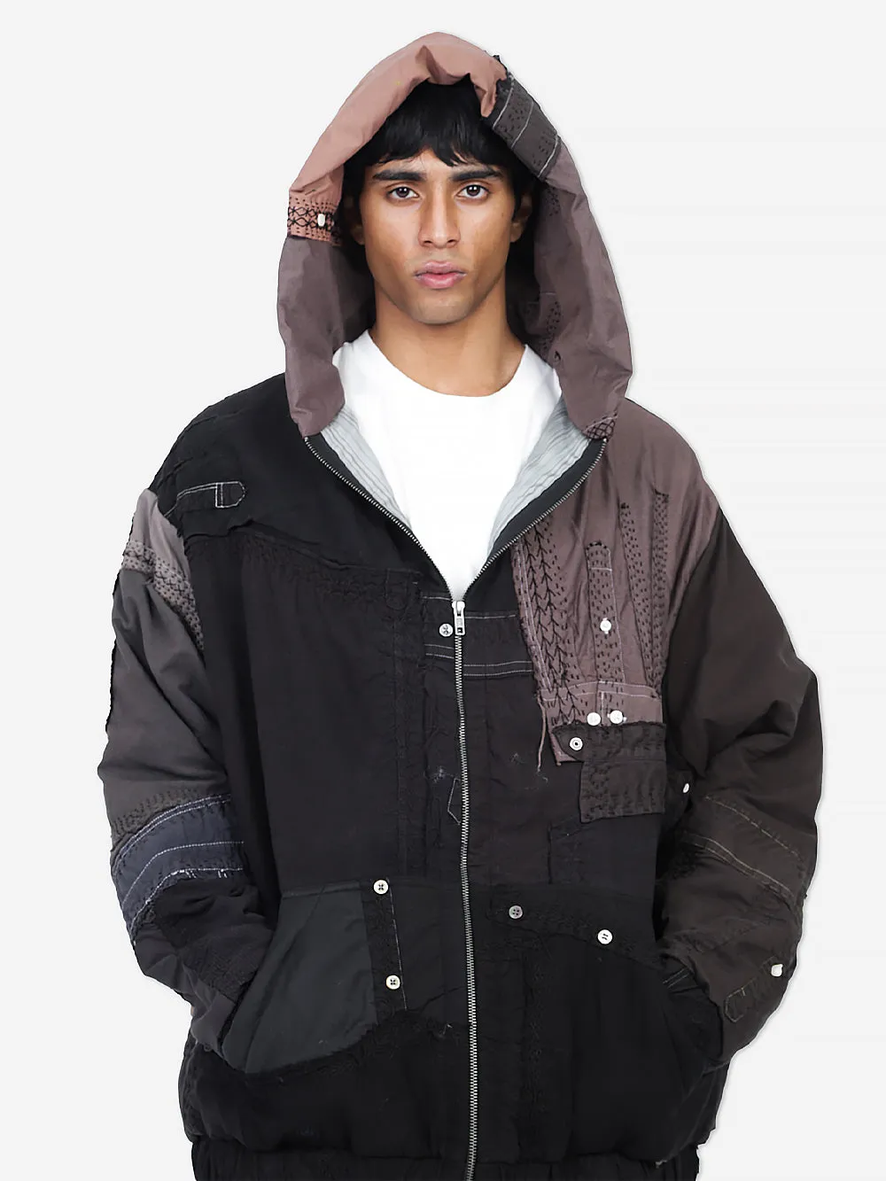 Vintage Shirting Repatch Wadded Zip Hoodie sold by By Walid