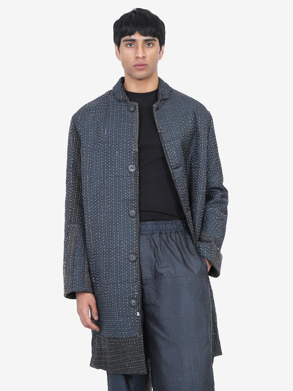Oshima Tsumugi Kimono Pacho Coat sold by By Walid