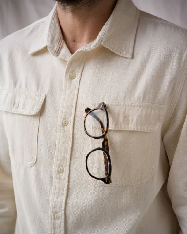 Work Shirt Goleta Twill 6oz - Ecru Rinse made by Ace Rivington