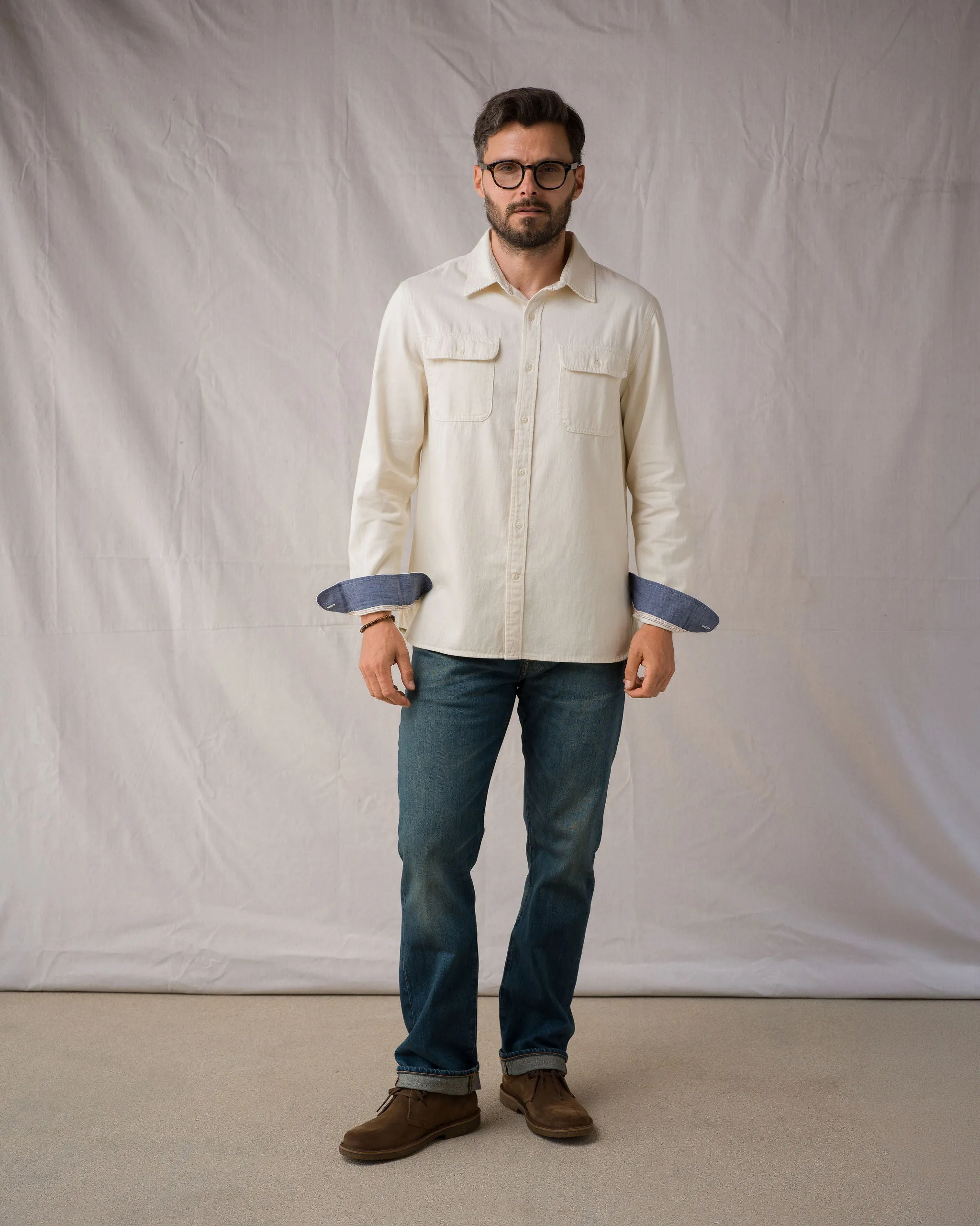 Work Shirt Goleta Twill 6oz - Ecru Rinse sold by Ace Rivington product image thumbnail 2