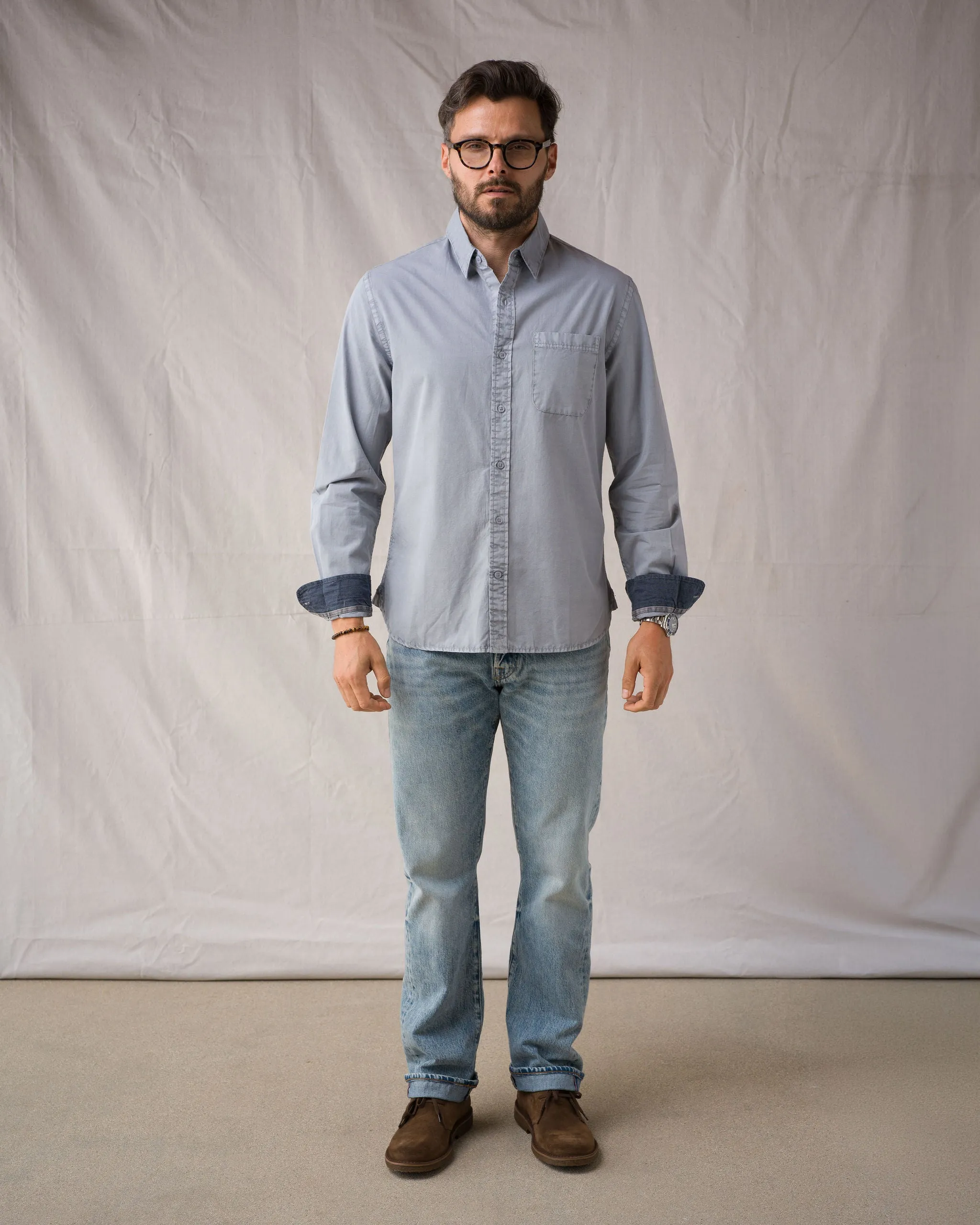 L/S Tailored Shirt - Compact Poplin - Slate Vintage sold by Ace Rivington product image thumbnail 4