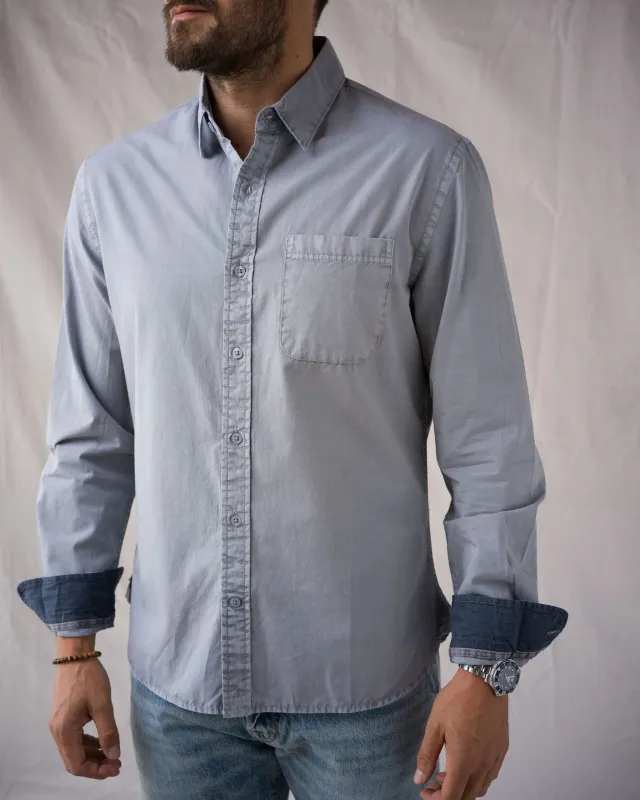 L/S Tailored Shirt - Compact Poplin - Slate Vintage made by Ace Rivington