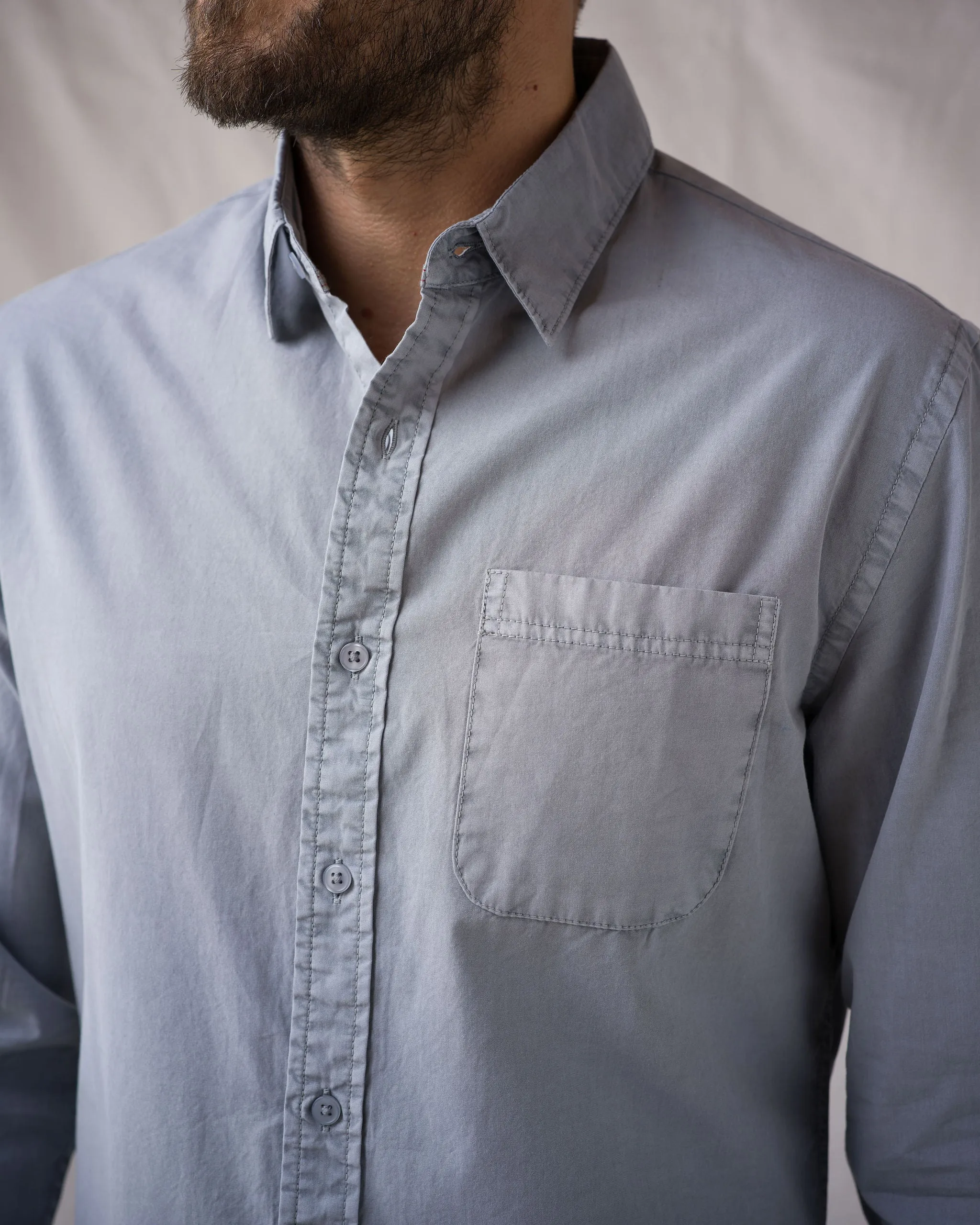 L/S Tailored Shirt - Compact Poplin - Slate Vintage sold by Ace Rivington product image thumbnail 3