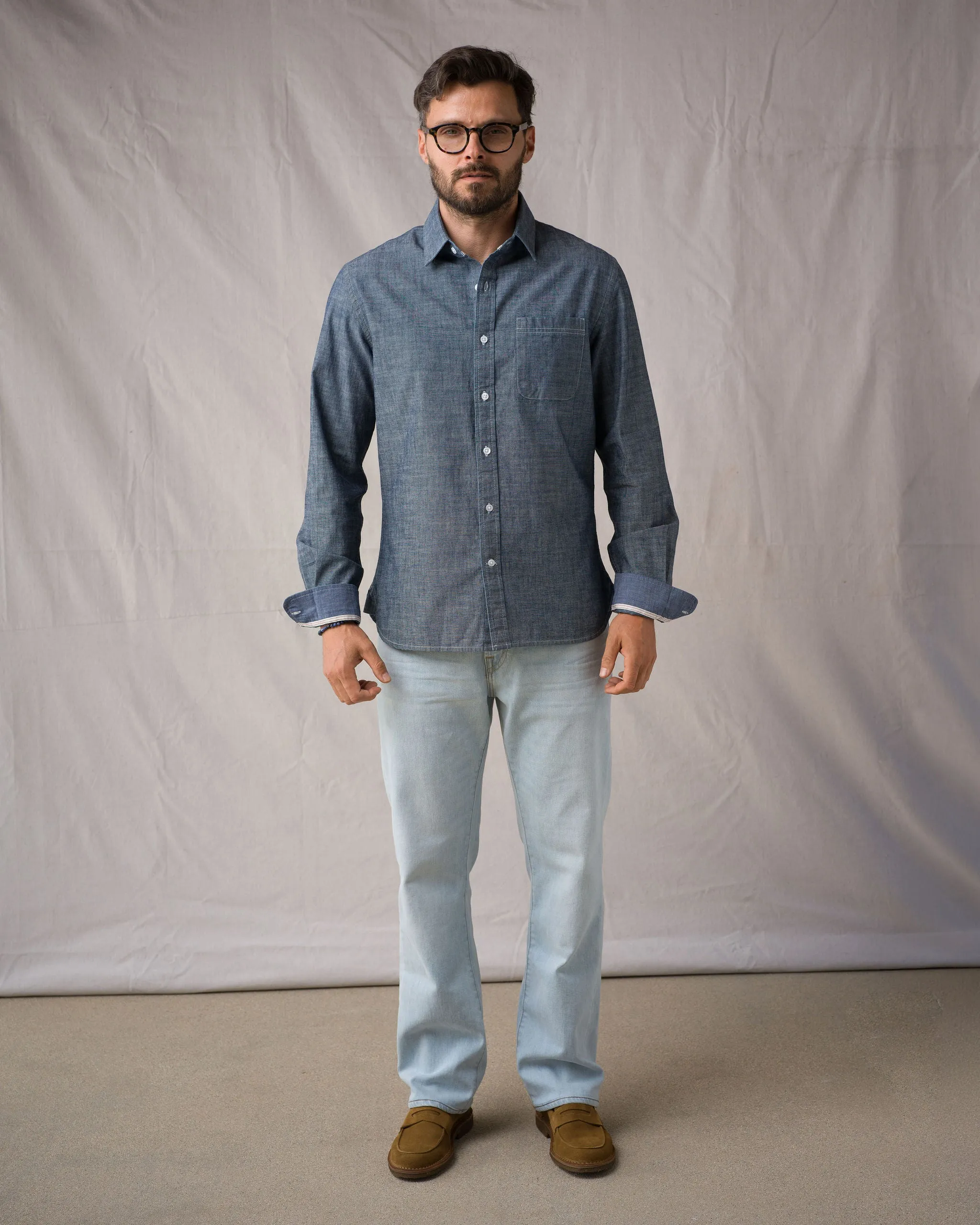 L/S Tailored Shirt Surplus Chambray 6oz - Indigo Rinse sold by Ace Rivington product image thumbnail 2