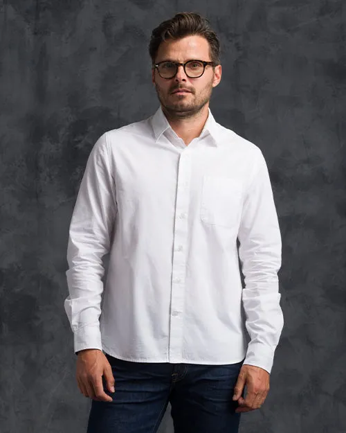 L/S Tailored Shirt - Compact Poplin - White Rinse sold by Ace Rivington product image thumbnail 2