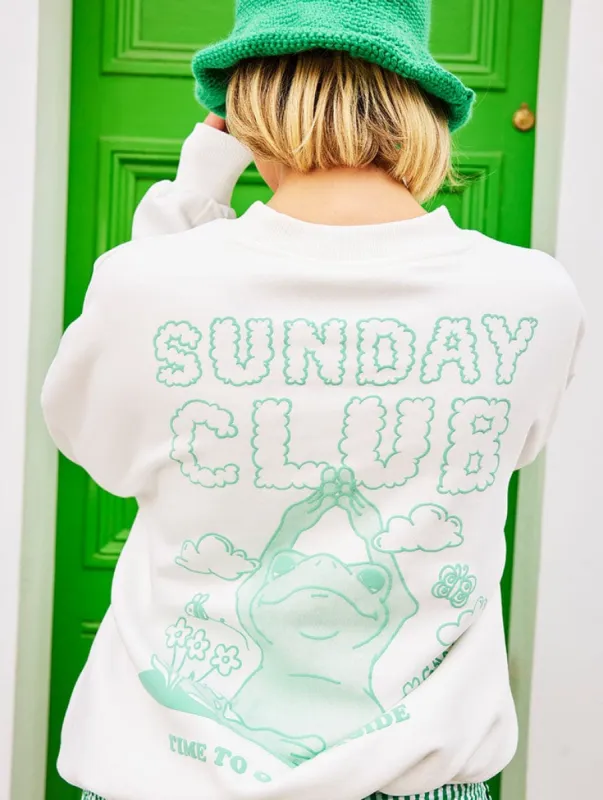 Sunday Club Oversized Sweatshirt in Ecru sold by Skinnydip London