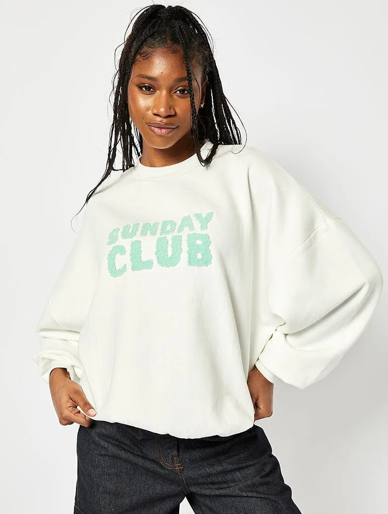 Sunday Club Oversized Sweatshirt in Ecru sold by Skinnydip London product image thumbnail 4