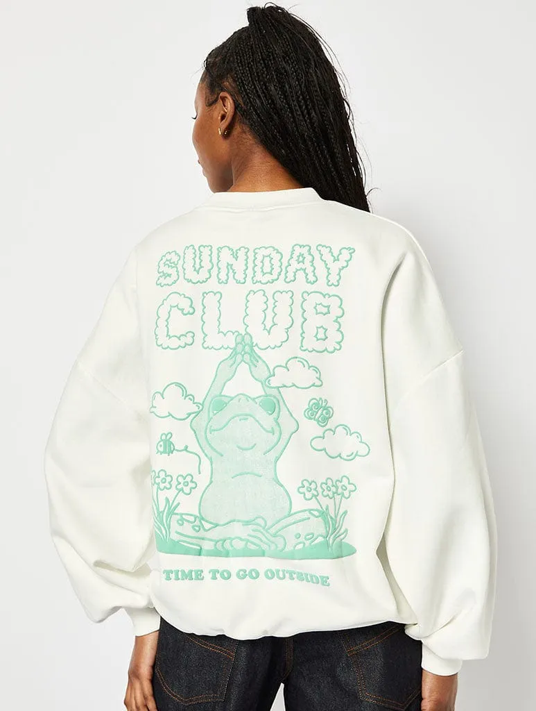 Sunday Club Oversized Sweatshirt in Ecru sold by Skinnydip London product image thumbnail 3