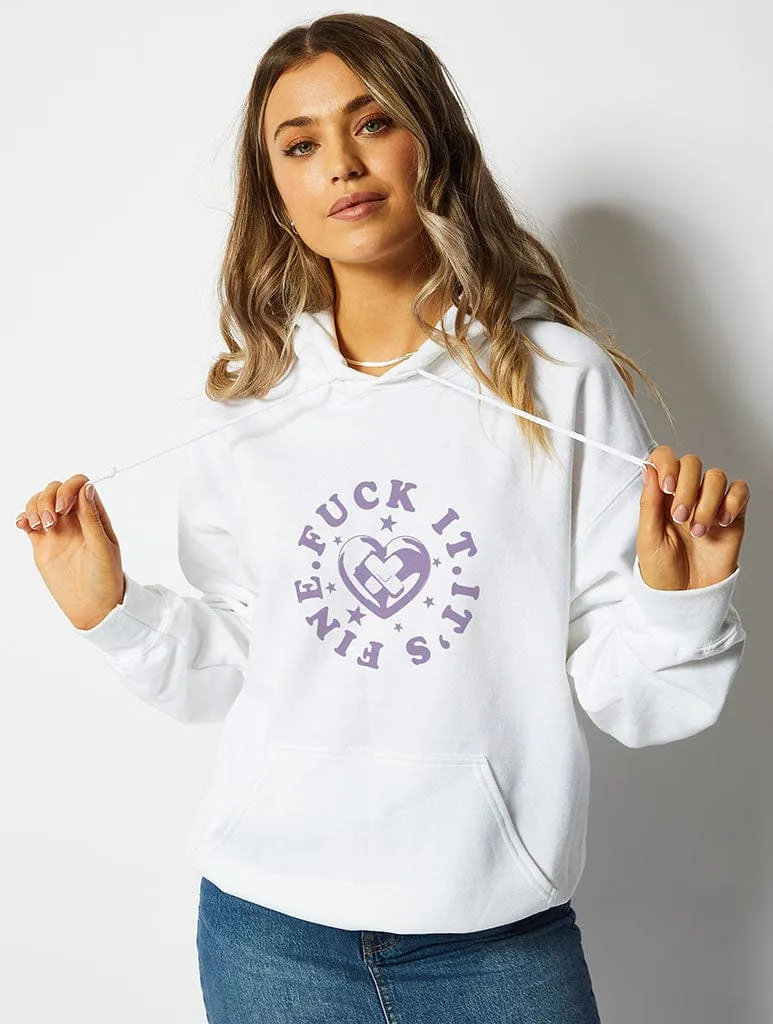 F*ck It, It's Fine Hoodie in White sold by Skinnydip London