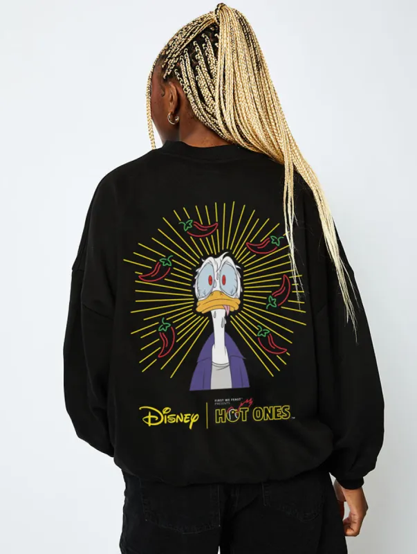 Disney x Hot Ones Sweatshirt in Black sold by Skinnydip London
