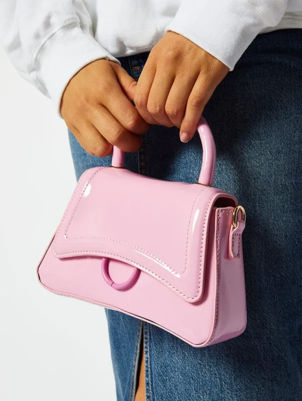 Harper Pink Patent Mini Tote Bag sold by Skinnydip London