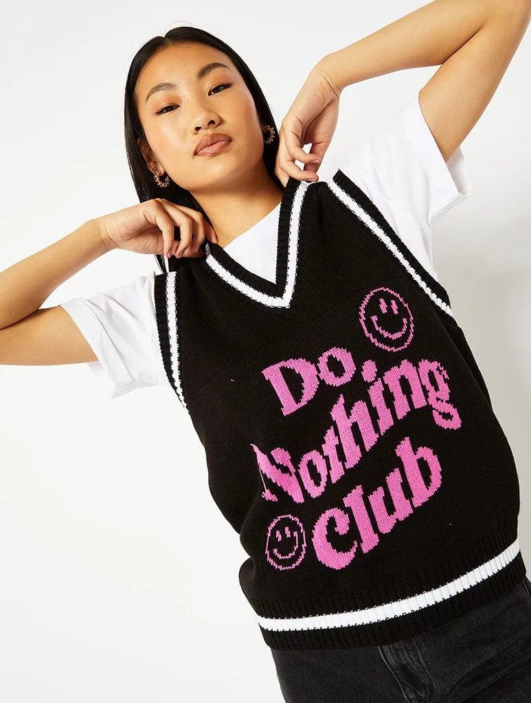 Do Nothing Club Black Knitted Vest sold by Skinnydip London product image thumbnail 4