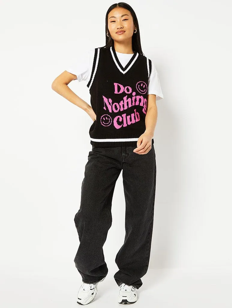 Do Nothing Club Black Knitted Vest sold by Skinnydip London product image thumbnail 2