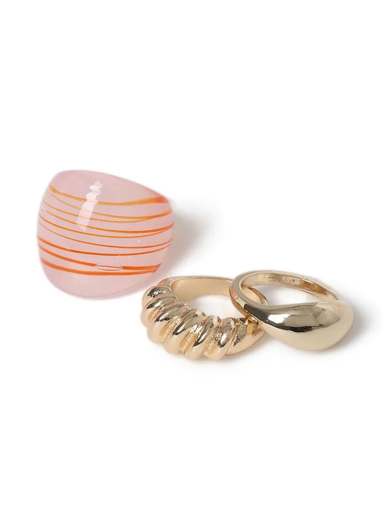 Liars & Lovers 3 Pack Striped Glass & Metal Rings sold by Skinnydip London