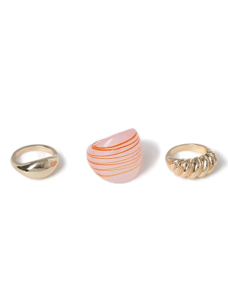 Liars & Lovers 3 Pack Striped Glass & Metal Rings sold by Skinnydip London product image thumbnail 3