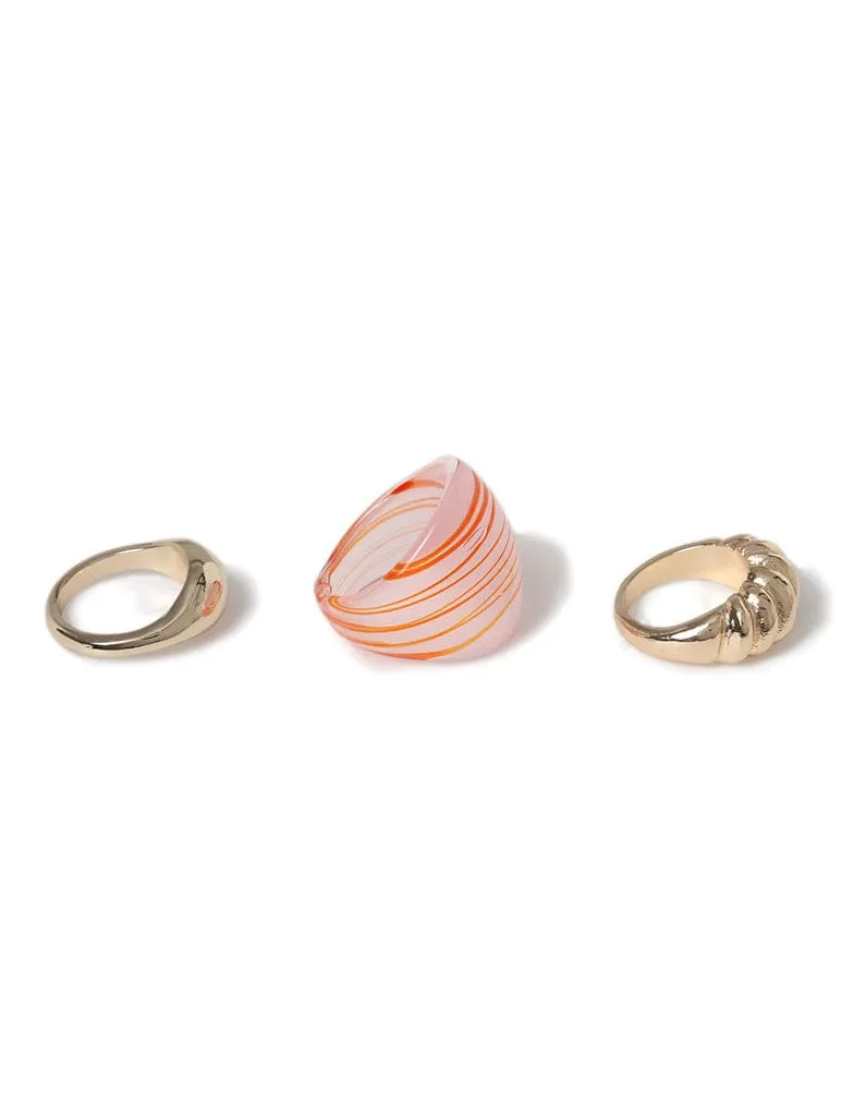 Liars & Lovers 3 Pack Striped Glass & Metal Rings sold by Skinnydip London product image thumbnail 2