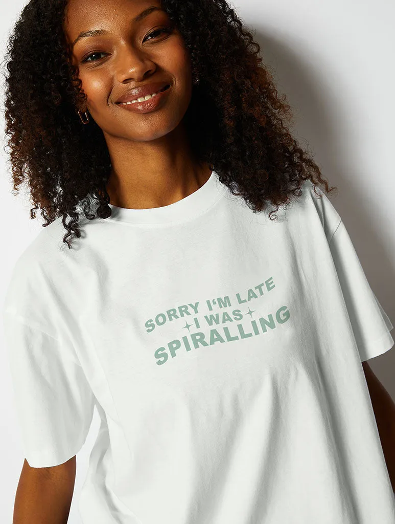 I Was Spiralling T-Shirt In Ecru sold by Skinnydip London