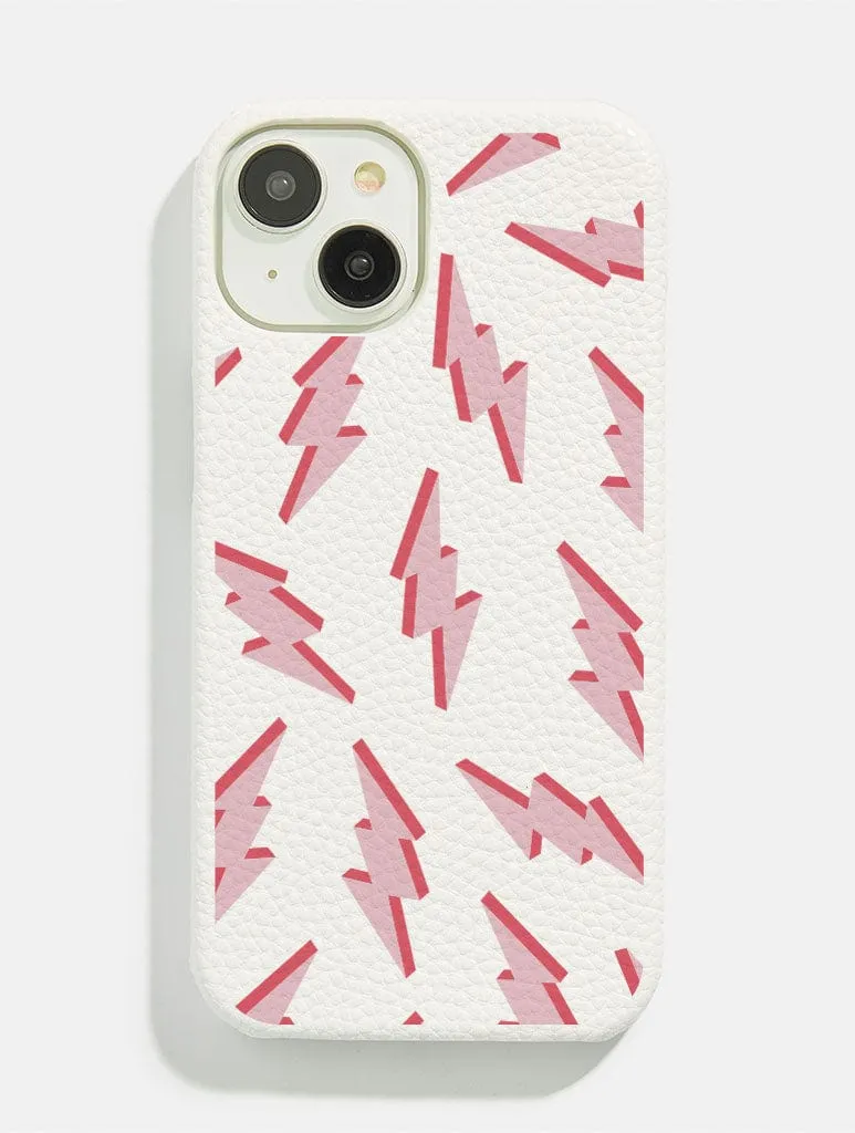 Pink & Red Lightning Bolt Vegan Leather iPhone Case sold by Skinnydip London