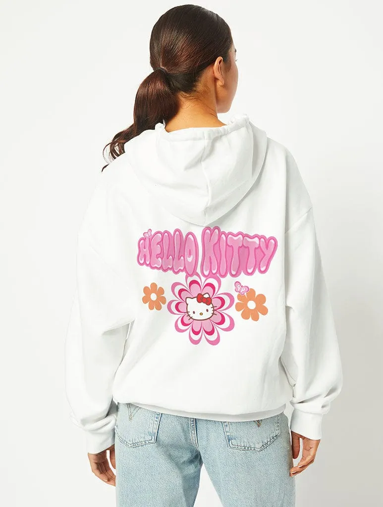 Hello Kitty x Skinnydip Flower Hoodie in White sold by Skinnydip London