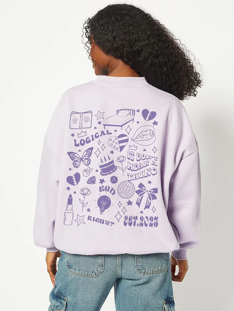 Guts Oversized Sweatshirt in Lilac sold by Skinnydip London