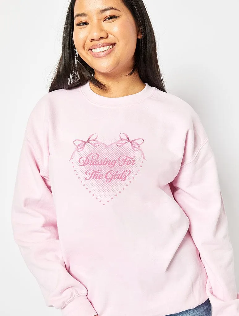 Dressing For The Girls Sweatshirt In Pink sold by Skinnydip London